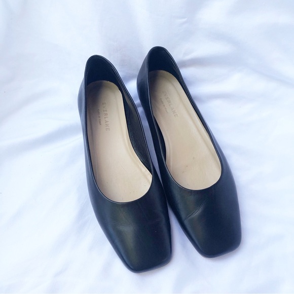 EVERLANE | THE 90s ITALIAN LEATHER SQUARE TOE FLATS LOAFERS SIZE 8.5 - Picture 2 of 10